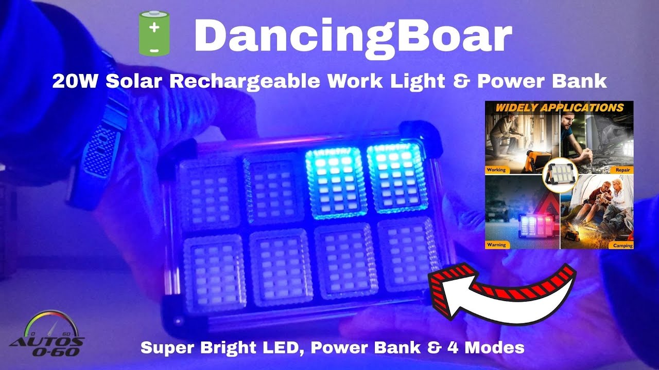 🔆 Обзор солнечного перезаряжаемого рабочего фонаря DancingBoar мощностью 20 Вт | Сверхъяркий свет...
