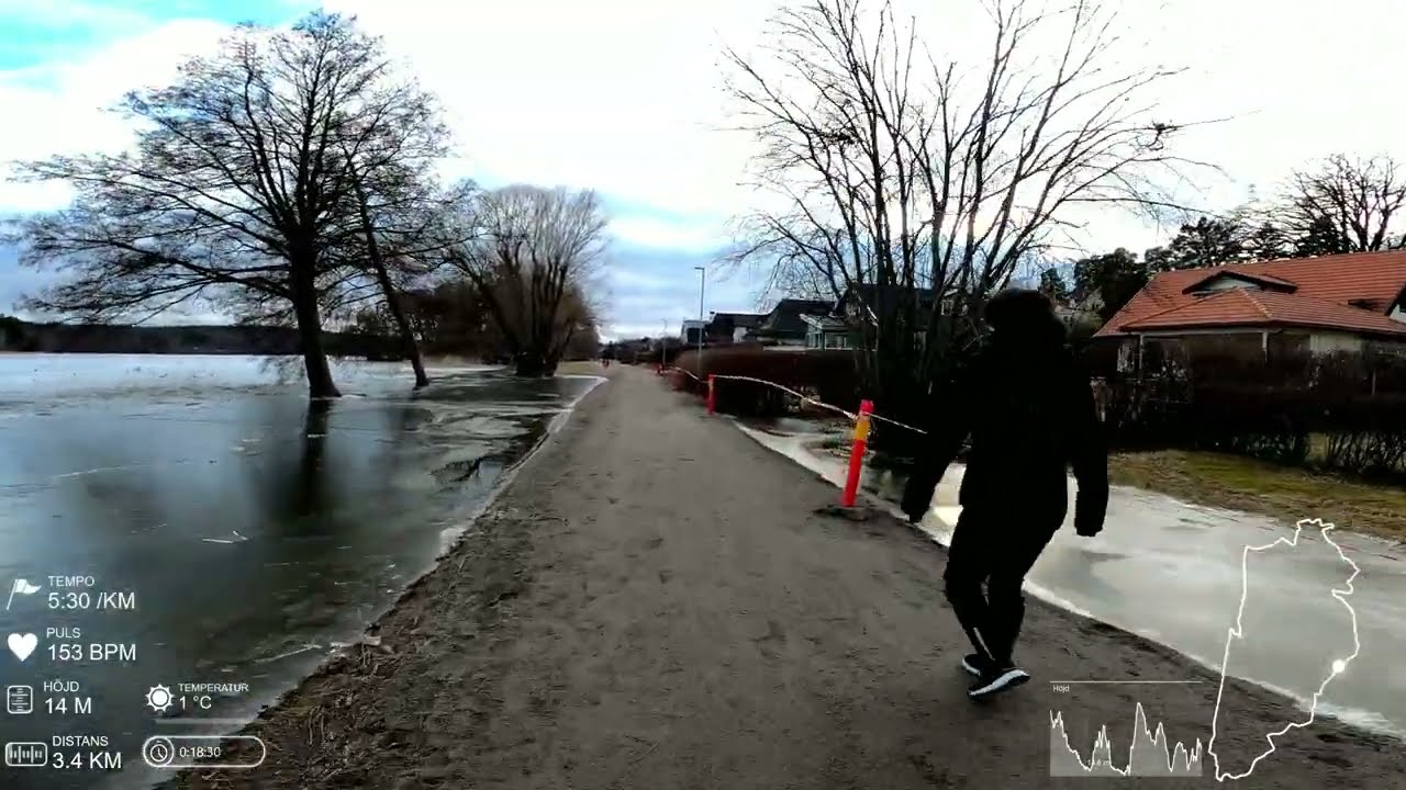 Virtual run #37: (1 hour 20 min, 15 km, 5:21 min/km) Running in a Upplands Väsby/Sweden