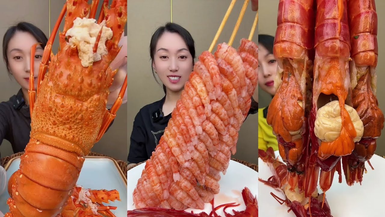 Yummy #595 Eat Lobster 🦞, Shrimp 🍤🦐, ..{ seafood 🦐 🦐 } #mukbang #seafood #delicious 