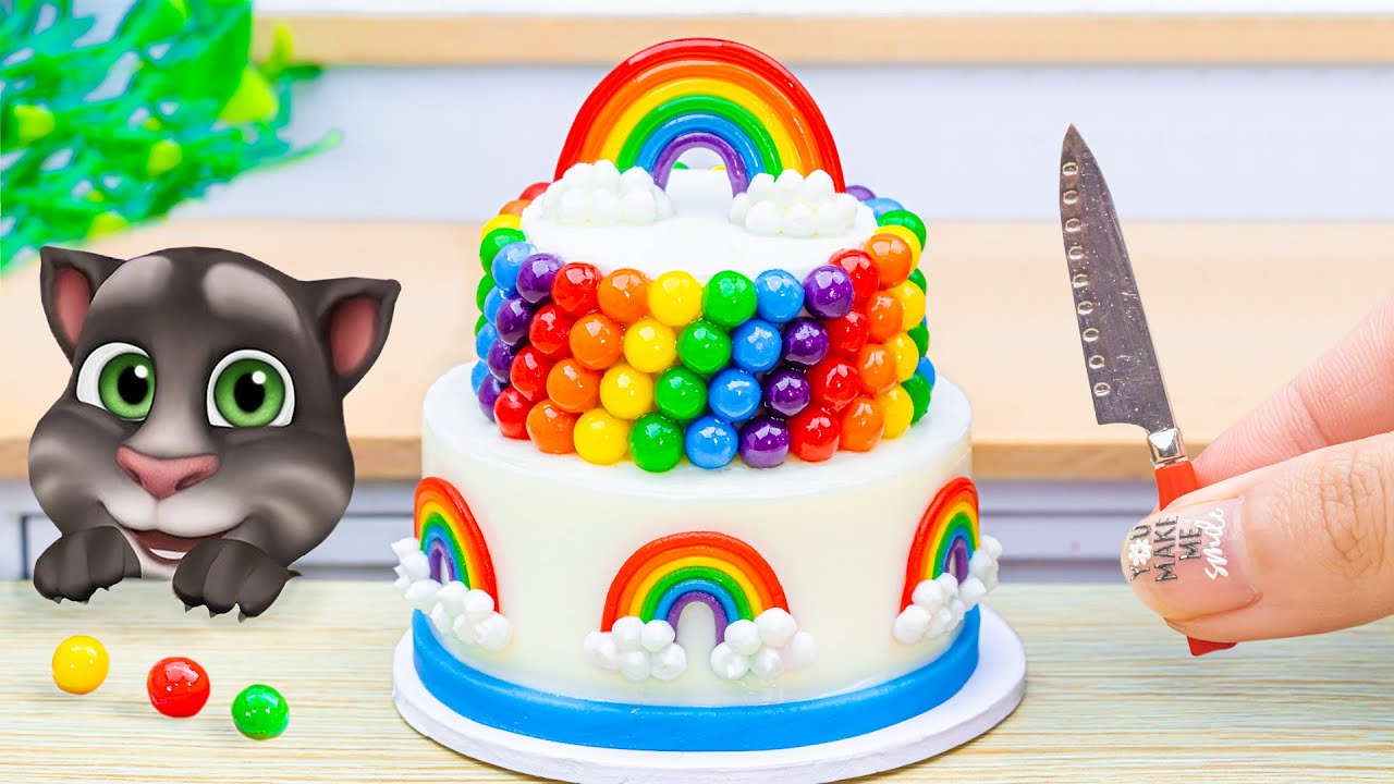 COOK WITH TOM 😺 How To Make Miniature Rainbow Chocolate Cake Decorating | Sara Mini Cake