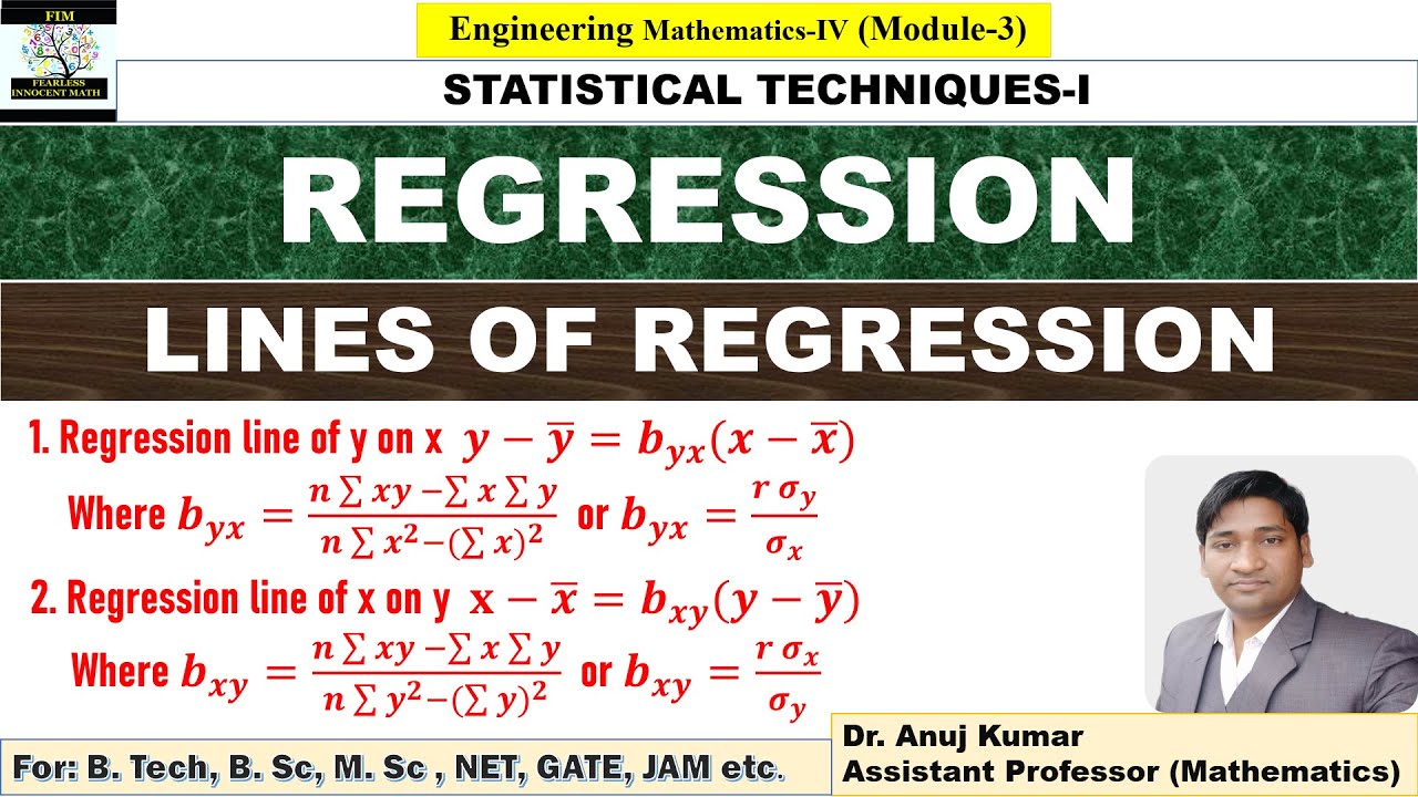 Regression Analysis | Lines of Regression | Regression Line of y on x | Regression Coefficient