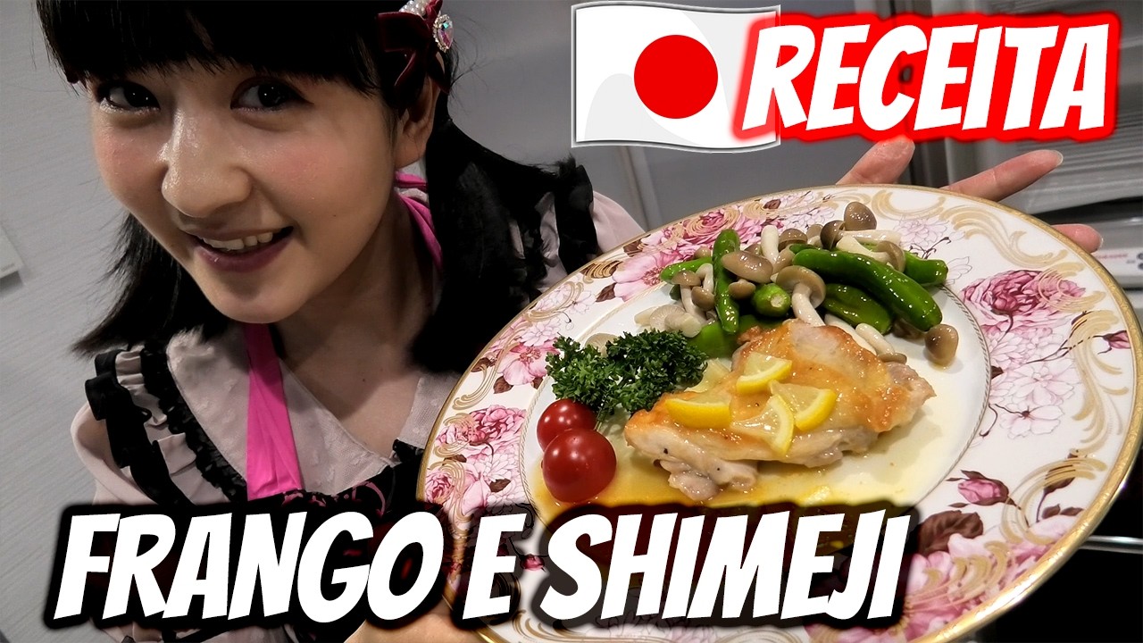 RECEITA CASEIRA DE FRANGO COM SHIMEJI【COMIDA JAPONESA DO DIA A DIA】