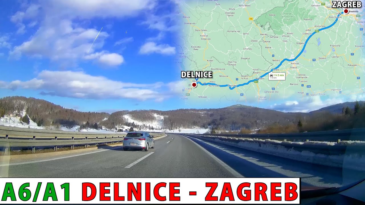 Vožnja dionicom DELNICE - ZAGREB (115 km) | Autoceste A6/A1 | Zima 2023.