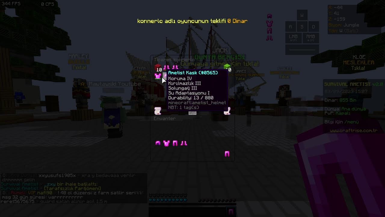 CraftRise Ametist Ws atıyoruz 100 ABONEDE 100K ÇEKİLİŞ