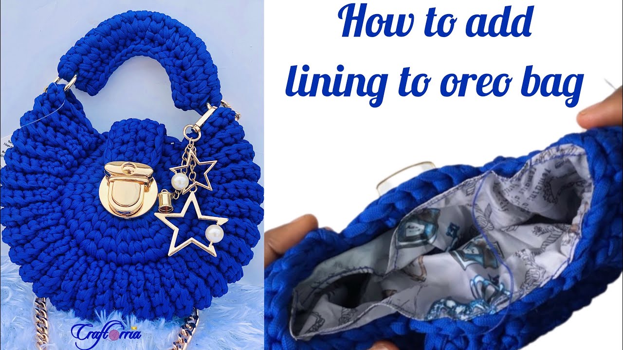 How to Line a Round Crochet Bag/Oreo Bag  #diycrafts #crochetbag