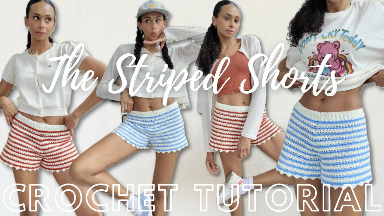 🧶 CROCHET TUTORIAL: The Striped Shorts  🩳✨ (with written pattern!!)