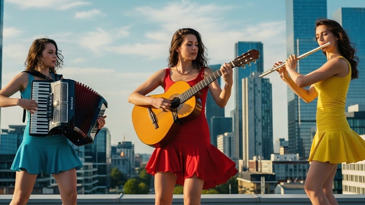 Radiant Skyline Flamenco ✨ Joyful Guitar, Accordion & Flute | Modern Uplifting Instrumental