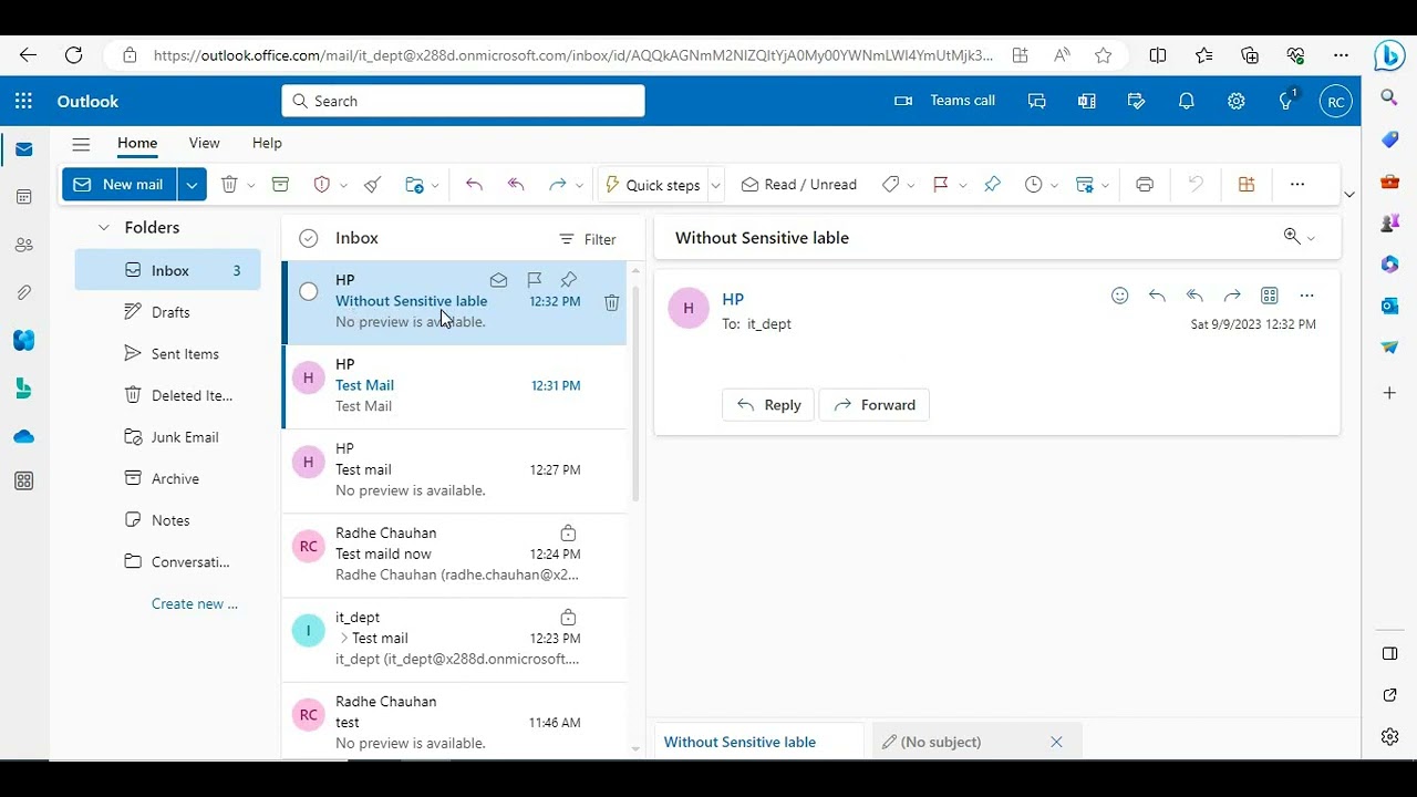 Private Message Can't seen in outlook in shared Mailbox