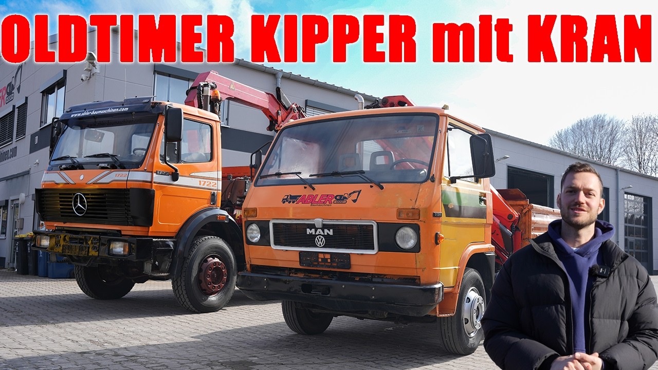 SK Mercedes Kipper mit Kran & VW MAN Kipper mit KRAN! 75 Jahre Baustellenbetrieb in 2 LKWs