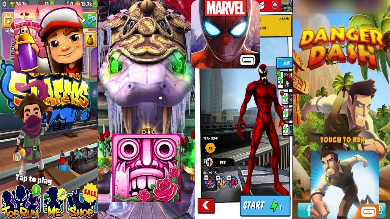 Subway Surfers Venice Vs Temple Run 2 Winter Wasteland Vs MARVEL Spider Man Unlimited Vs Danger Dash