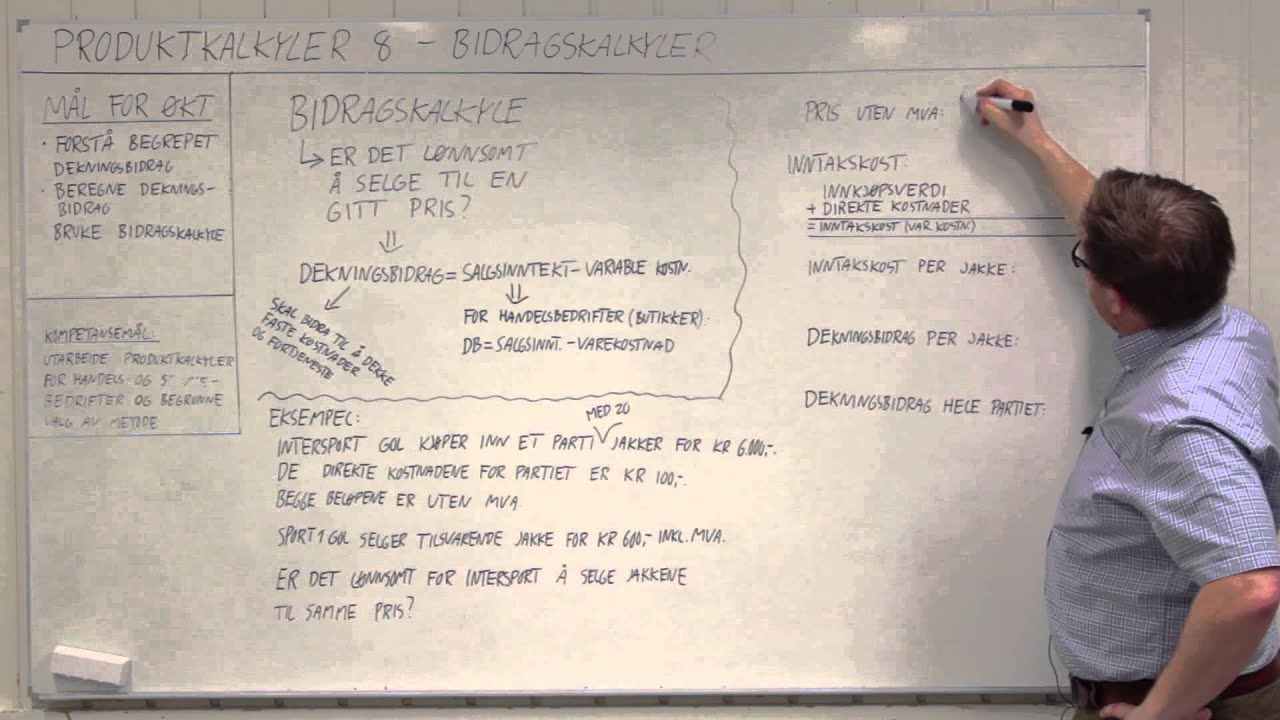 Produktkalkyle 8 - Bidragskalkyler og dekningsbidrag