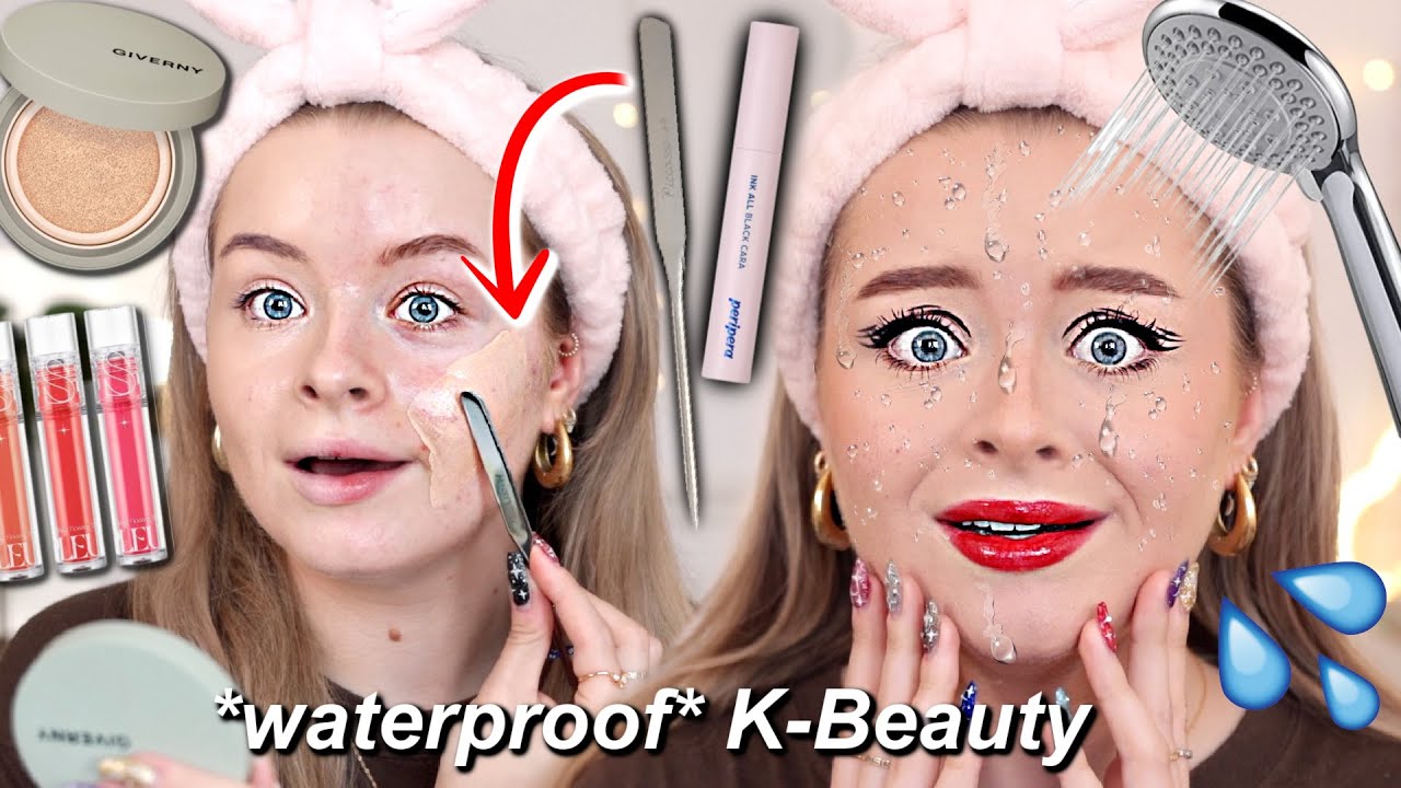Впервые тестирую K-BEAUTY PRODUCTS!!! *ТЕСТ НА ВОДОСТОЙКОСТЬ* РЕКЛАМА