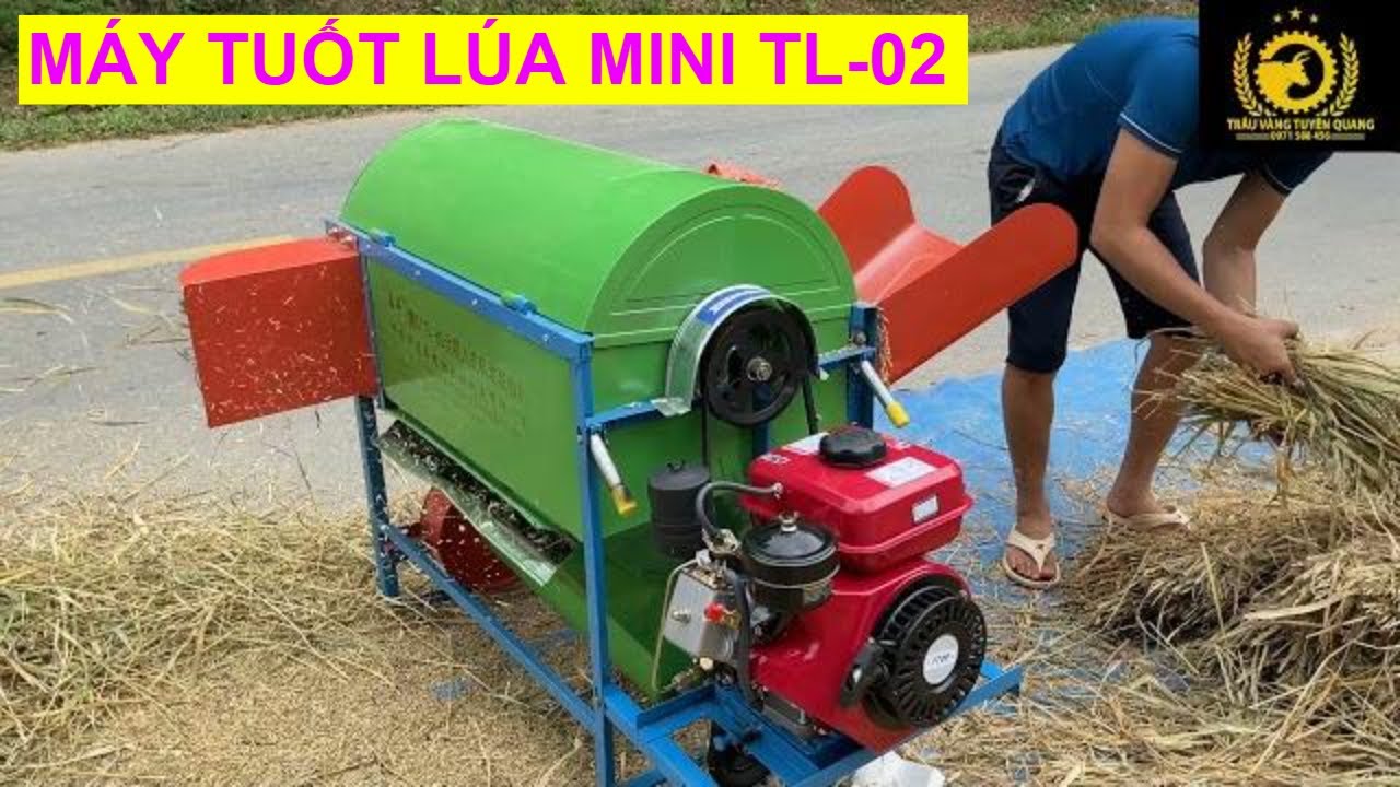 Máy tuốt lúa mini TL-02 model 2021 cải tiến tuốt lúa nếp