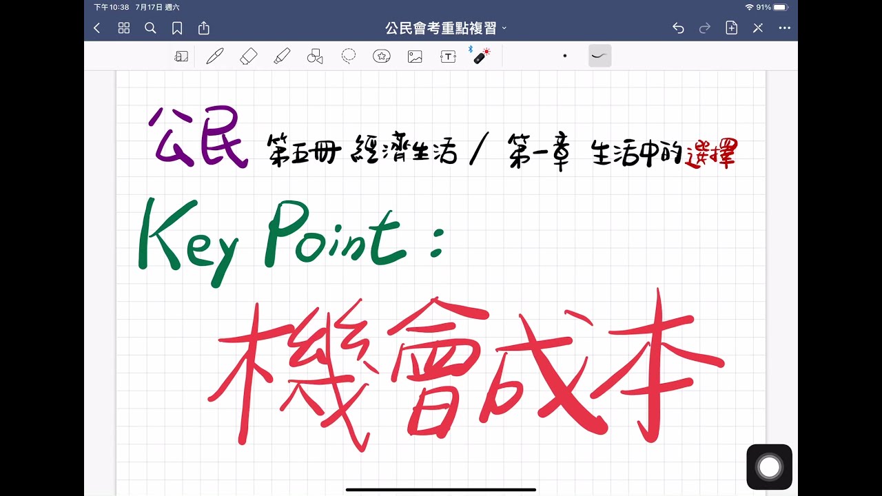 公民經濟學-重要概念：機會成本