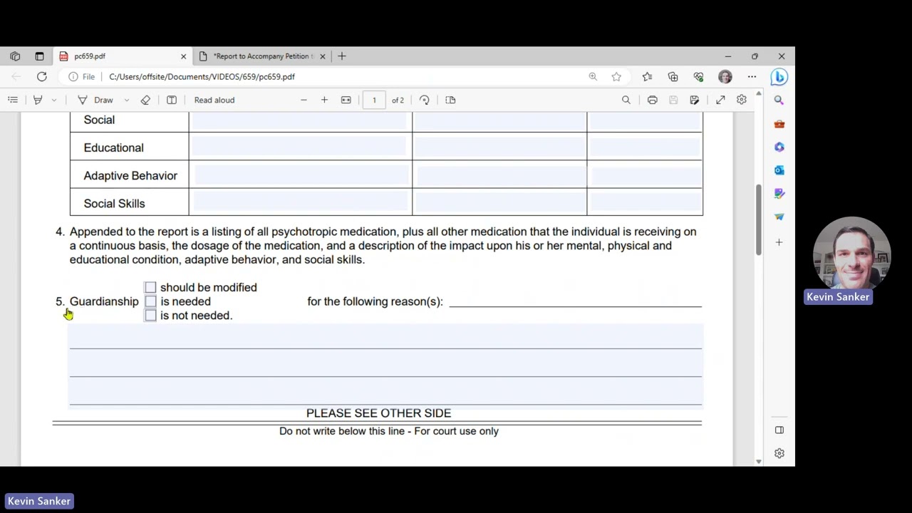 PC 659 REPORT TO ACCOMPANY PETITION TO APPOINT, MODIFY OR DISCHARGE GUARDIAN