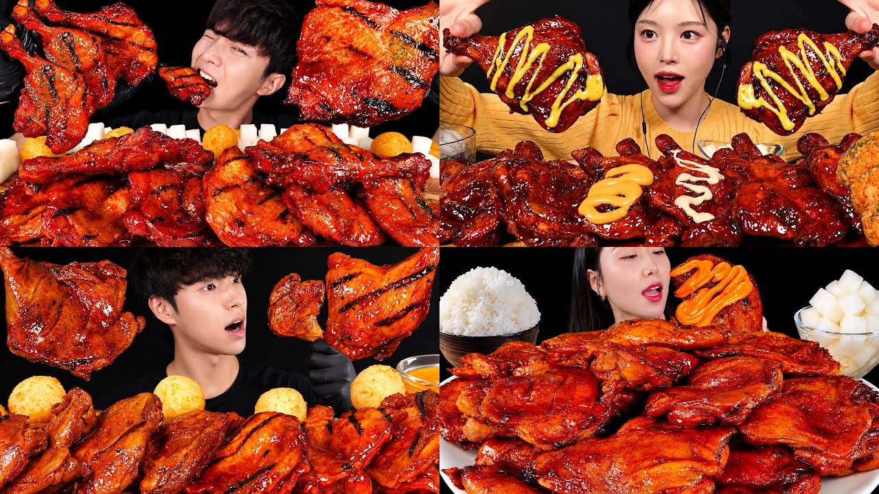 ASMR Korean Food MUKBANG: Spicy BBQ Chicken BIG BITES! Massive Satisfying Eating Videos