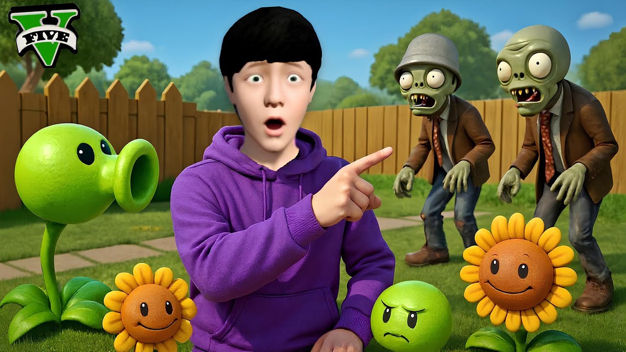 ကျွန်တော် Plants VS Zombies တိုက်ပွဲကြားထဲ ရောက်သွားခဲ့တယ် | Plants VS Zombies in GTA V