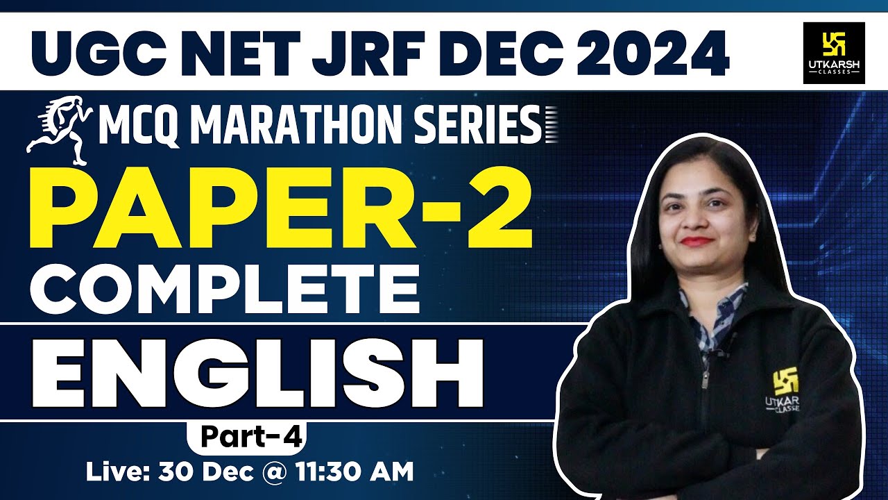 English | MCQ Marathon Series | Paper 2 ( Part 4 ) | By Neha Ma'am | UGC NET JRF DEC 2024