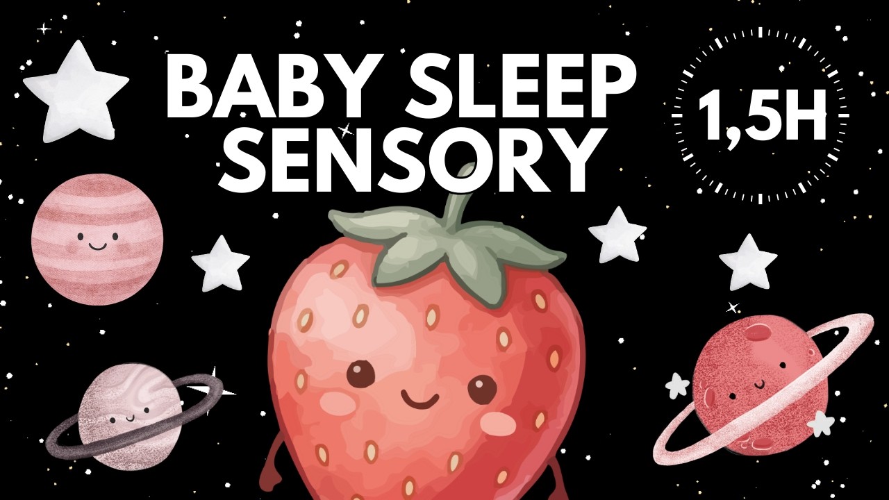 Baby Sleep Sensory 🍓🌙 | Strawberry Night Visuals | Calm Sleep Music | Low Stimulation | 1.5 Hours
