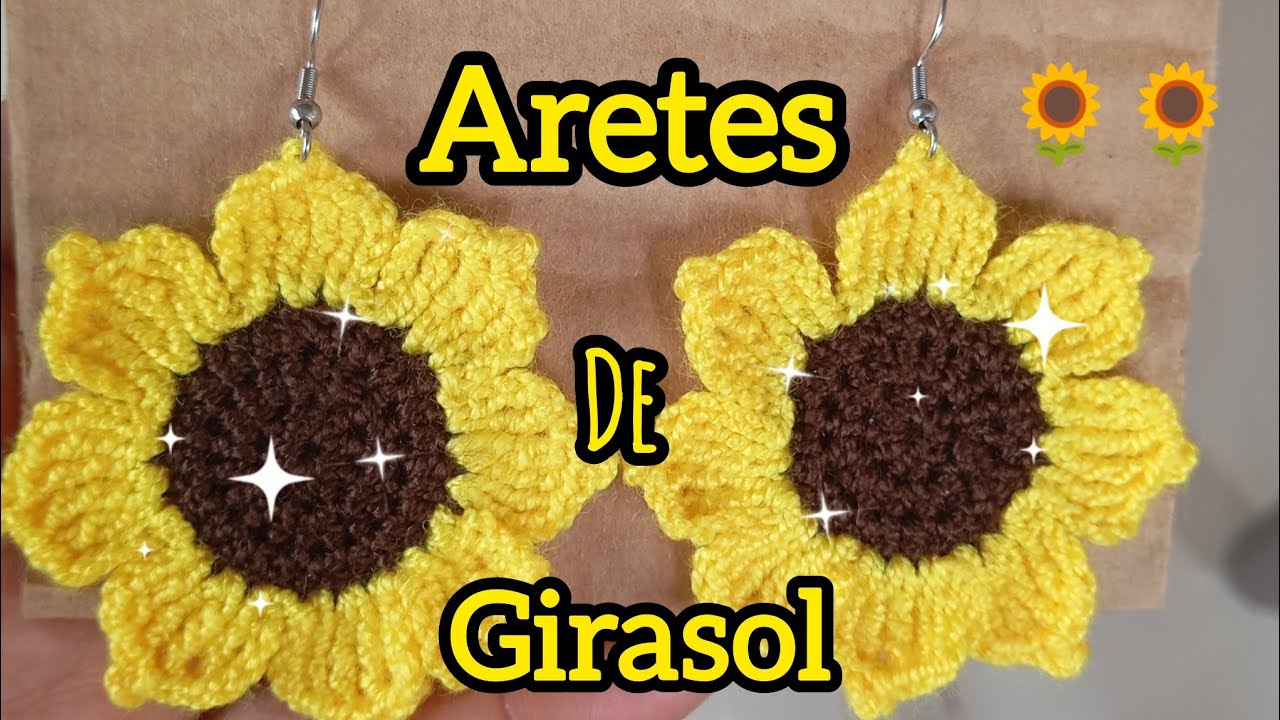 Aretes de girasol tejidos a crochet 🌻💛 #estadosunidos