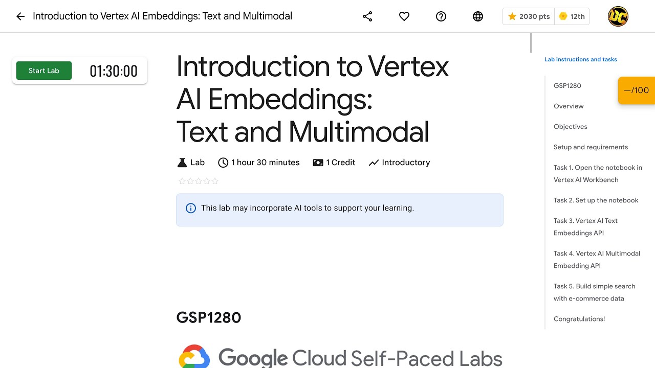 Introduction to Vertex AI Embeddings: Text and Multimodal GSP1280