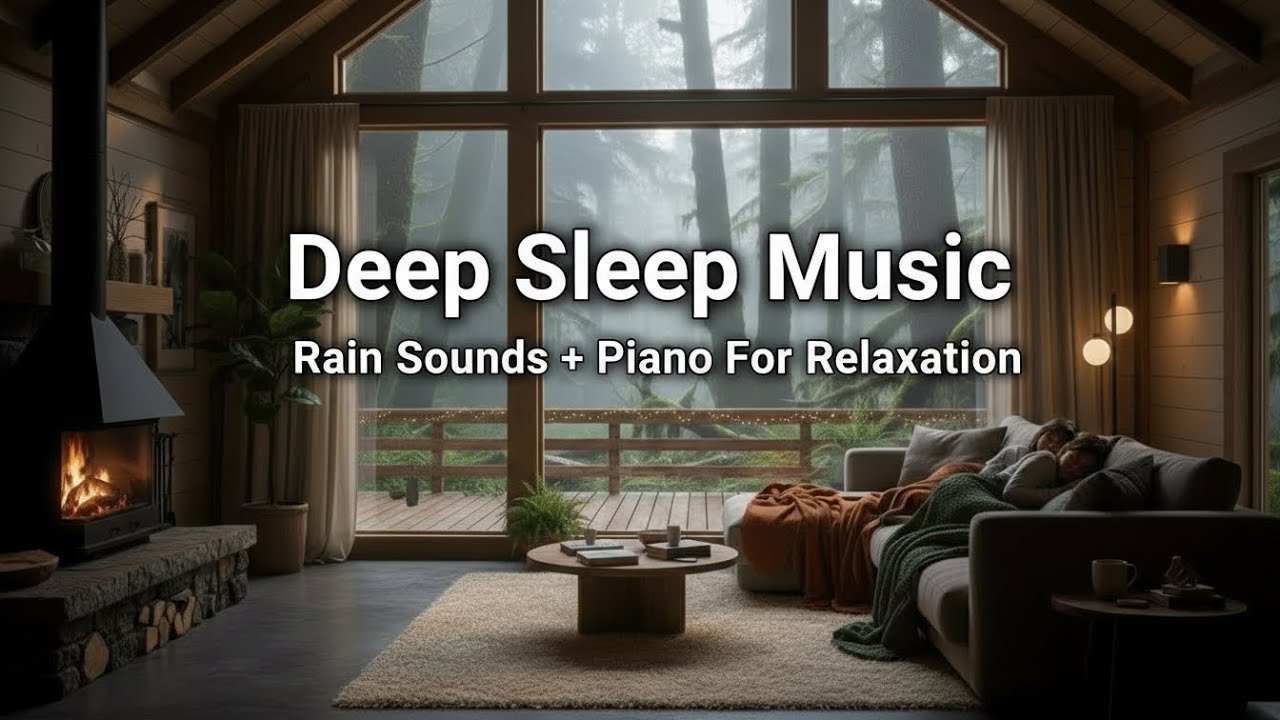 Soothing Rain Sounds & Soft Piano in Cozy Bedroom - Deep Sleep, Stress Release, Insomnia Healing