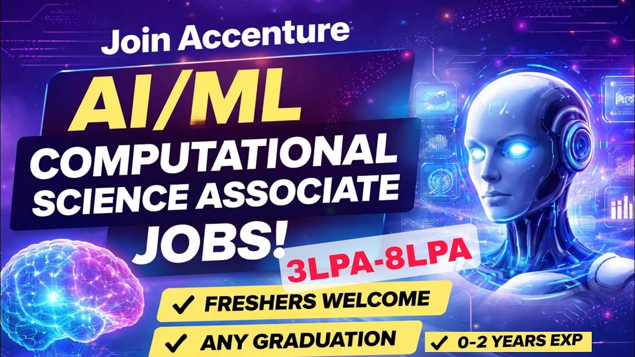 Accenture AI/ML Hiring 2026 | Freshers & 0–2 Yrs | Any Graduate | Salary 3-8LPA | #jobalert #job
