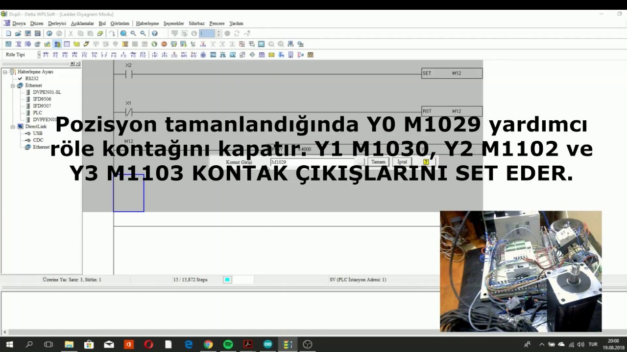 DELTA DVP28SV PLC AC HYBRİD SERVO DRİVERIN &Ccedil;ALIŞTIRILMASI