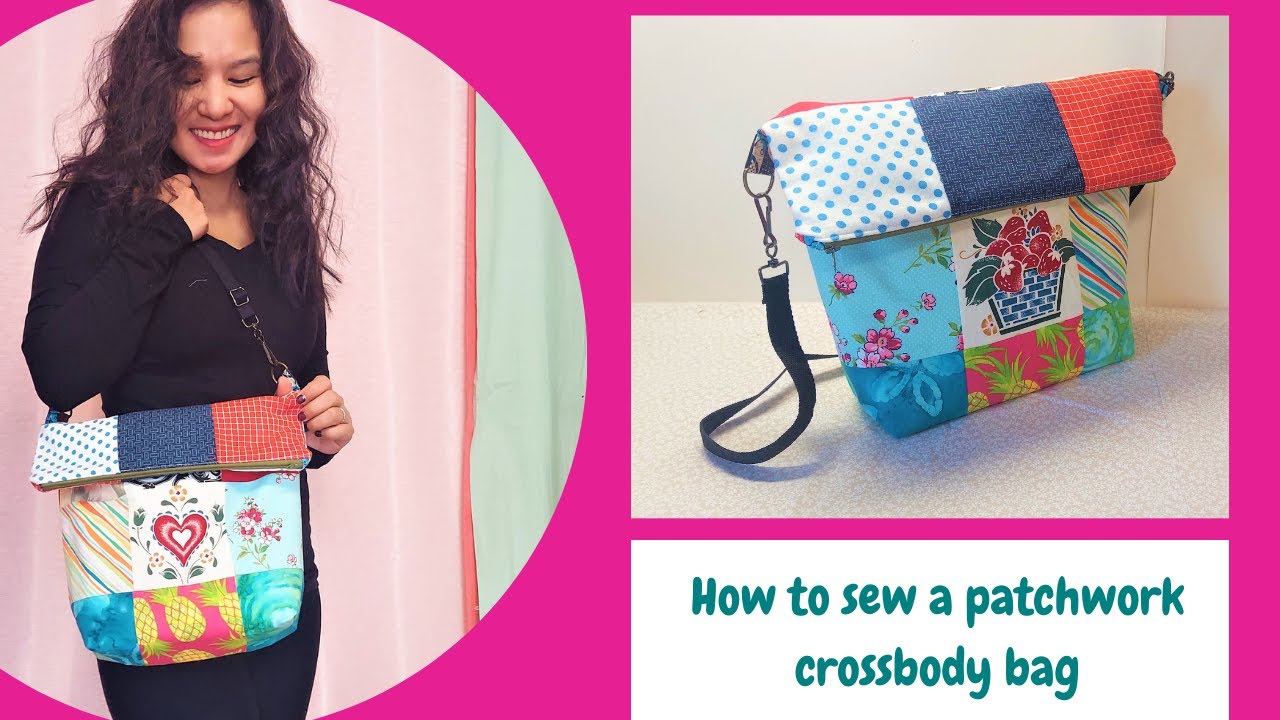 Patchwork Foldover Crossbody Bag with Zipper/Charm Packs Sling Bag Sewing Tutorial