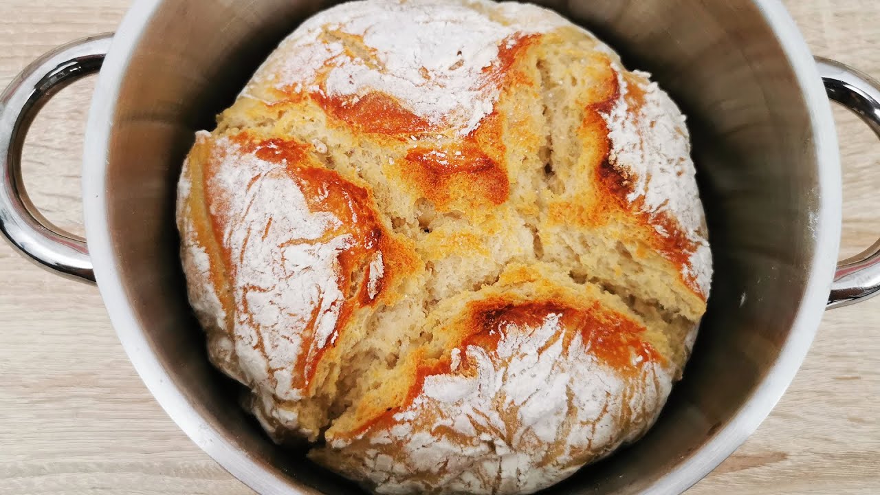 Einfaches Brot aus NUR 4 Zutaten im Topf - Brot ohne Kneten - auch für Anfänger 🍞💥