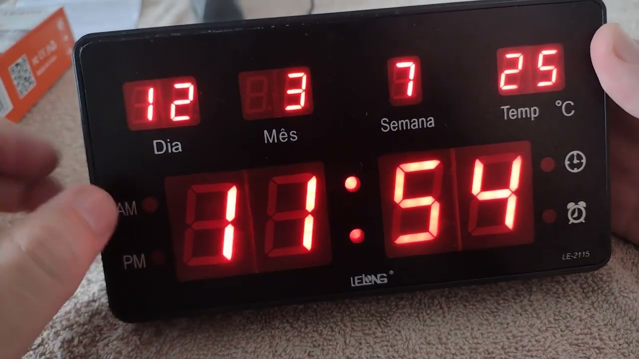 Relógio de mesa Lelong LE-2115! Aprenda como configurar e ajustar a hora e outras funções do manual