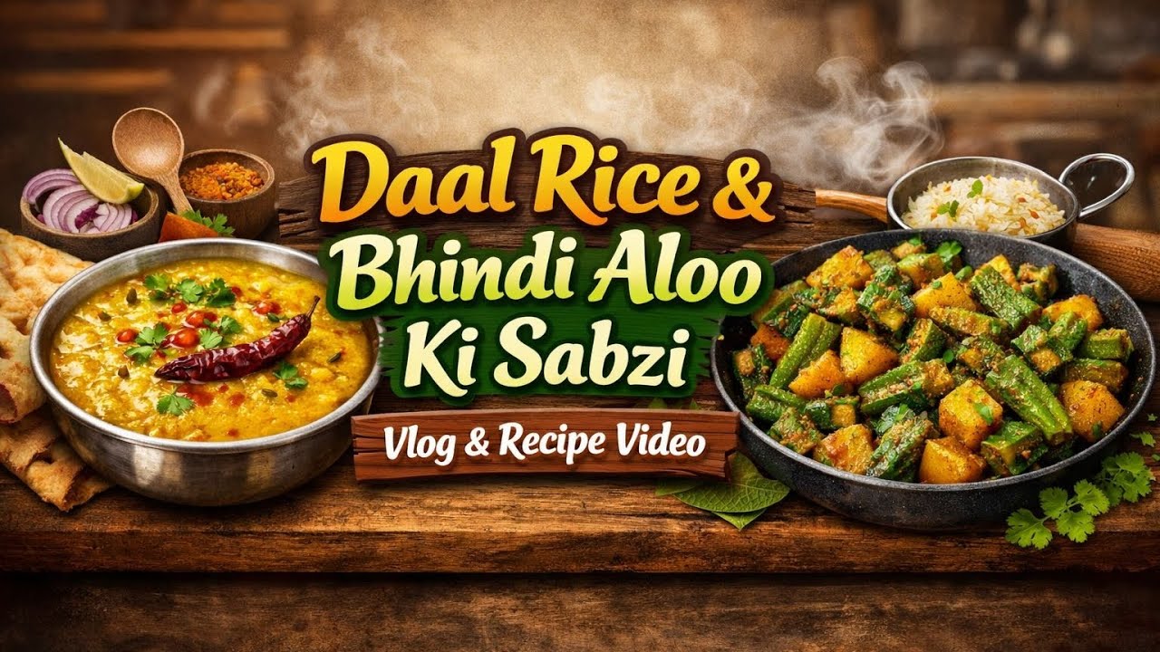 Daal Rice & Bhindi Aloo Ki Sabzi / Healthy Lunch / Quick recipes 