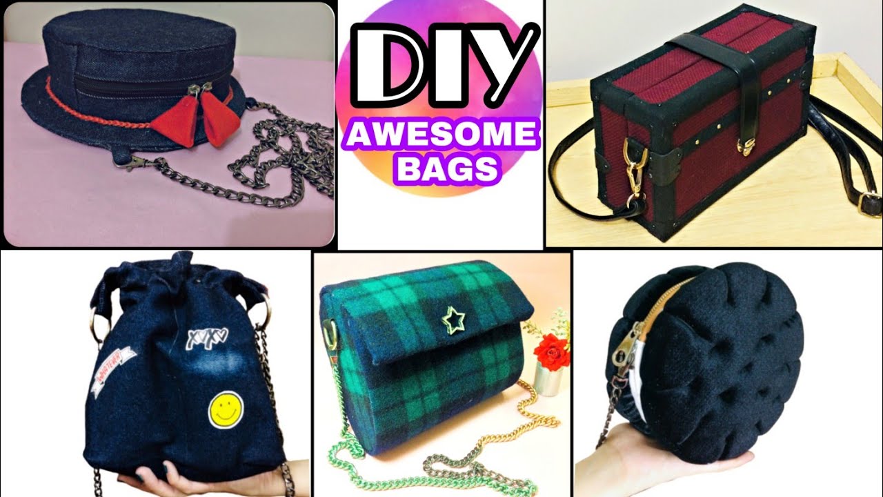 5 DIY BAG TUTORIAL | Cute Handmade bags | DIY Easy sling bags