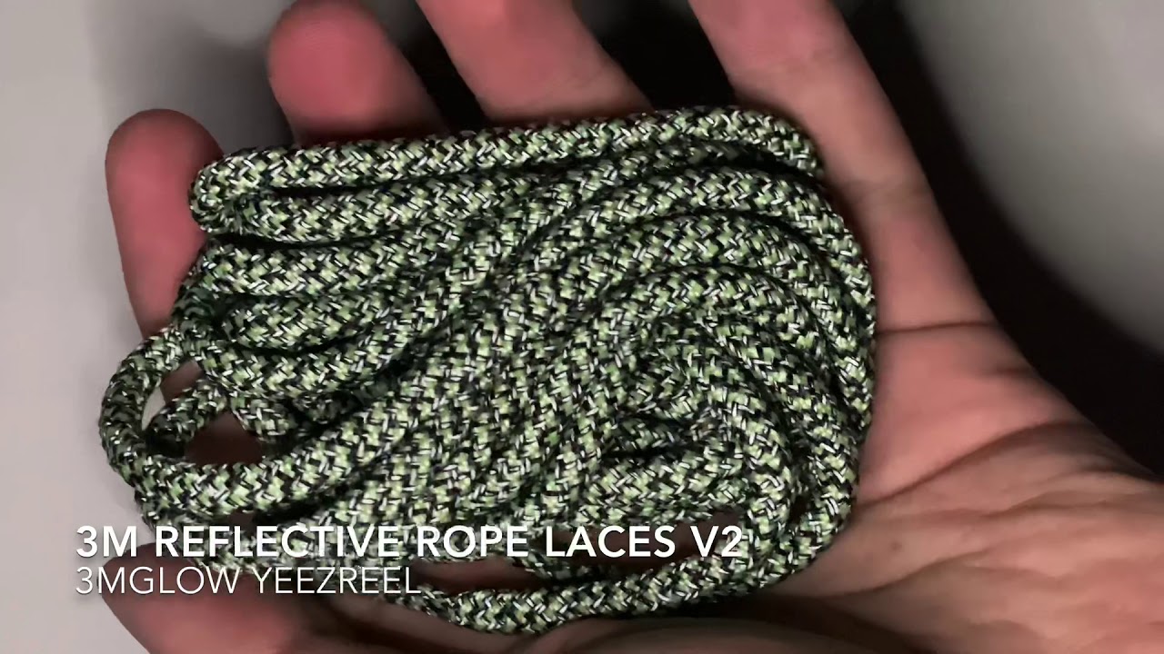 SLICKIESLACES 3M REFLECTIVE ROPE LACES V2 - 3M Glow in the Dark Yeezreel look at it glow!!