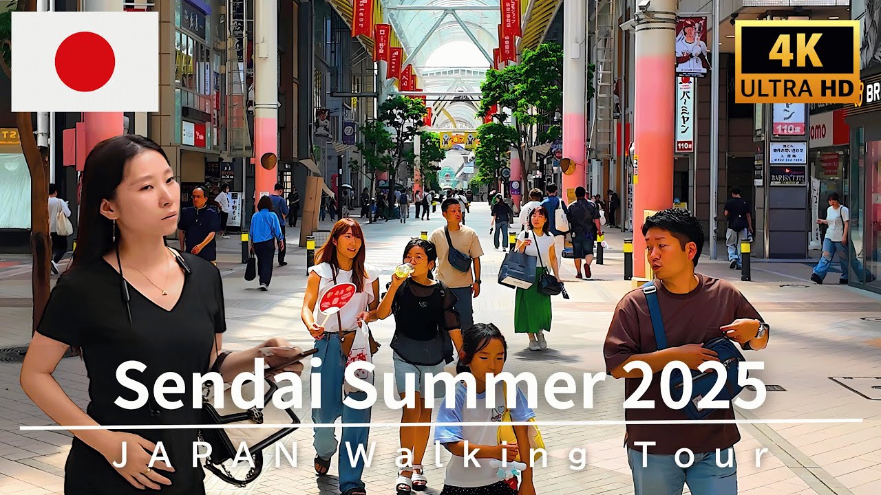 4K Japan Walk - Downtown Sendai Summer Walking Tour 2025