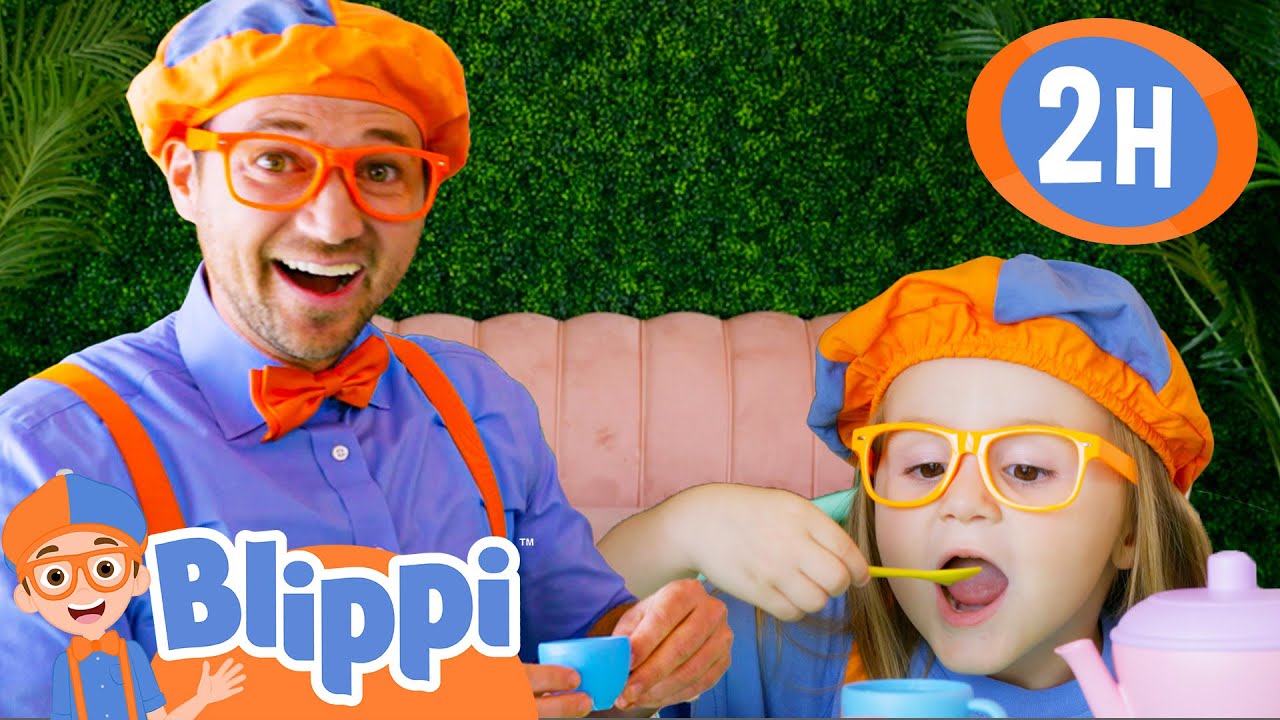 Blippi and Layla Enjoy Tea Time at Mochas & Minis! | 1 HOUR OF BLIPPI TOYS!