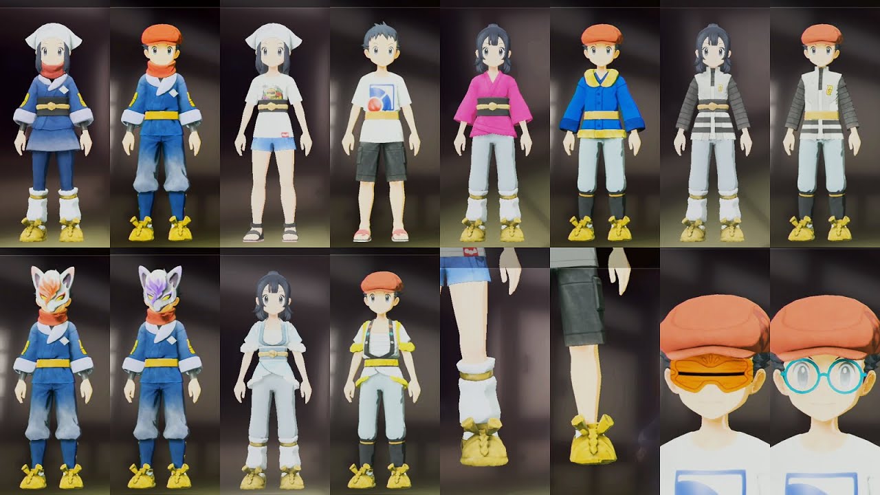 Pokémon Legends Arceus - All Complete Clothing List + Mask Fox