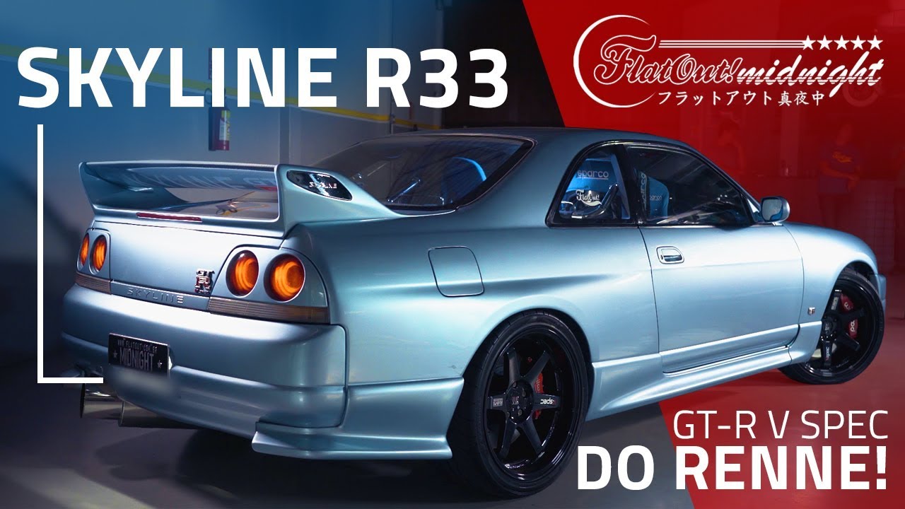 SKYLINE GTR R33 DO RENNE: BURNOUT, ZERINHOS E PUXADA NO DINO! FlatOut Midnight