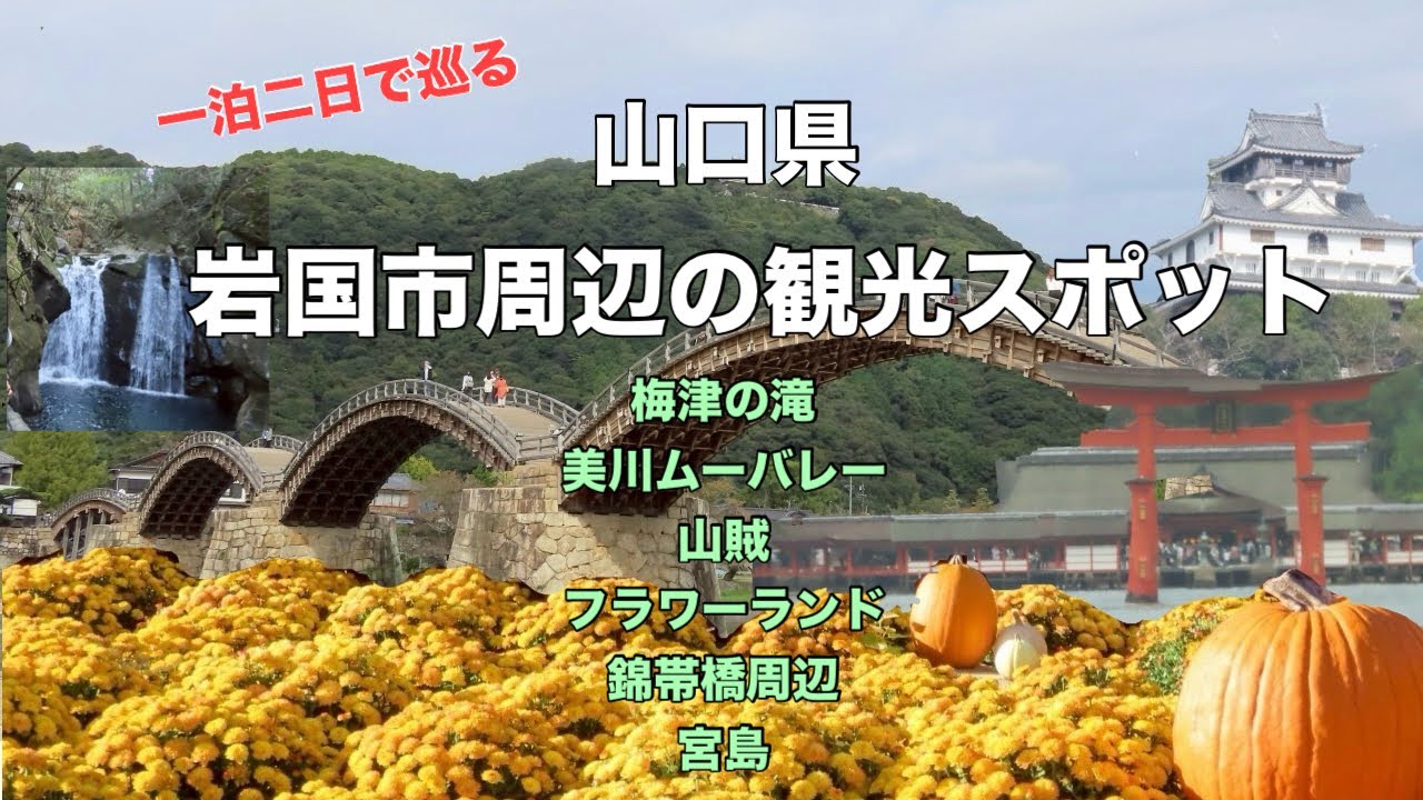 山口県岩国市周辺スポットの観光(一泊二日の旅行)#錦帯橋 #宮島 #滝 #洞窟 #グルメ #花 