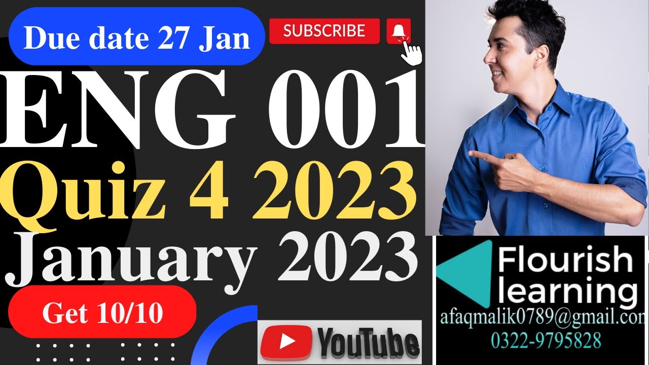 ENG001 Quiz 4 Solution 2022 / ENG 001 Quiz 4 Solution Semester Fall 2022 / ENG 001 Quiz 4 fall 2022