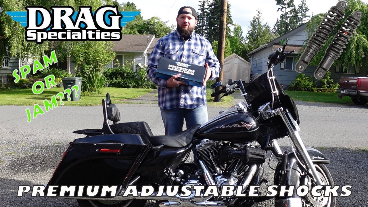 DRAG SPECIALTIES PREMIUM RIDE HEIGHT ADJUSTABLE SHOCKS  - INSTALL - REVIEW - HOW TO INSTALL SHOCKS