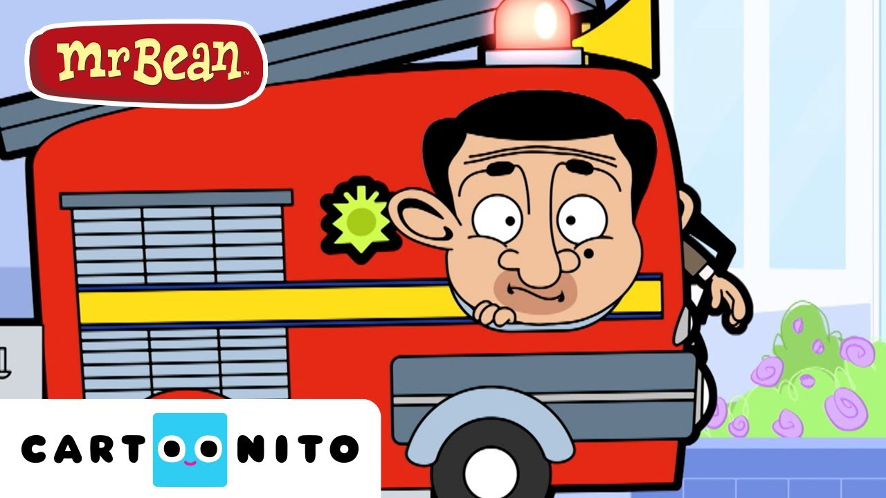 Jaś Fasola | Uwięziony w wozie! 🚒 #StrażPożarna #mrbean #śmieszne #teddy #animacja  @CartoonitoPL
