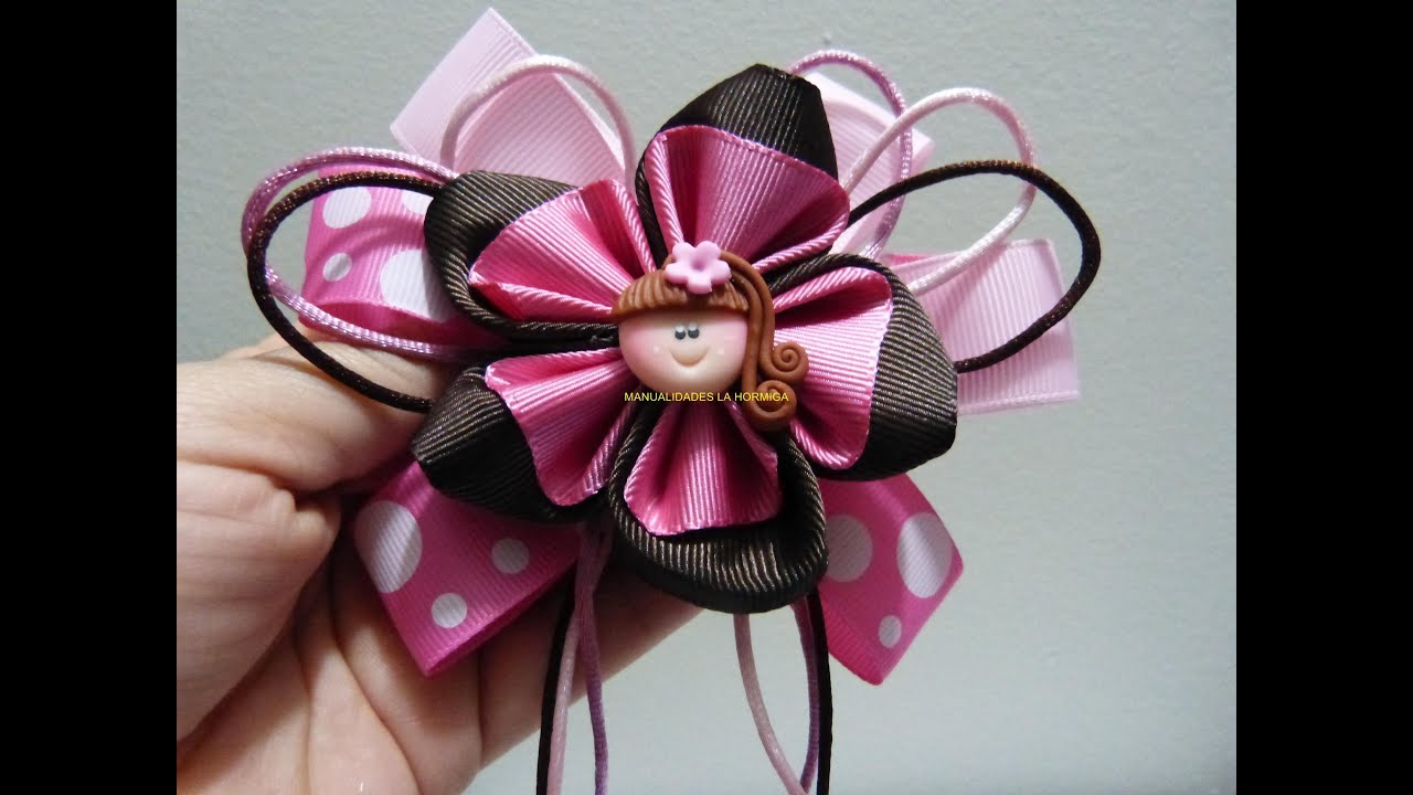 Flores  Fáciles Listón Gros Tutorial, Como Hacer Lazos Elegantes, How To Make A Hair Bow
