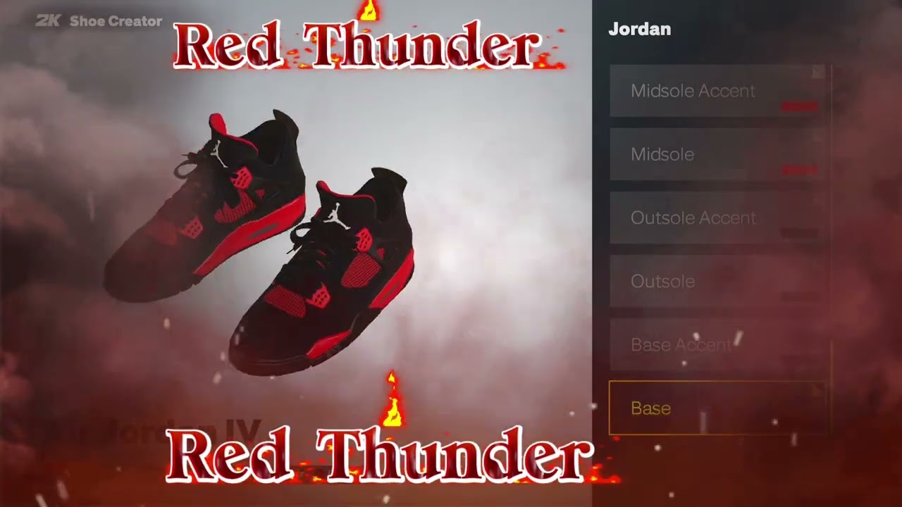 NBA 2K26 Shoe Creation: Air Jordan 4’s “Red Thunder” 