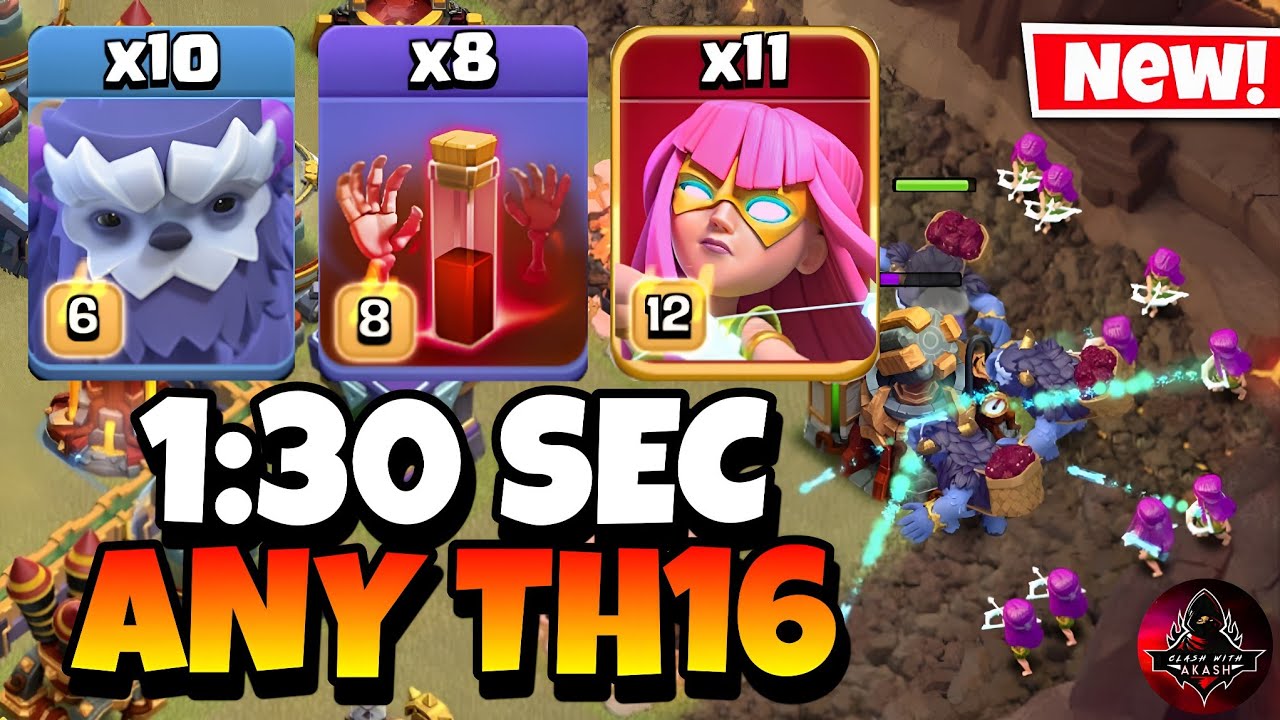 EPIC STRATEGY | Th16 Yeti Super Archer Attack With 8 Skeleton Spell | Th16 Attack Strategy