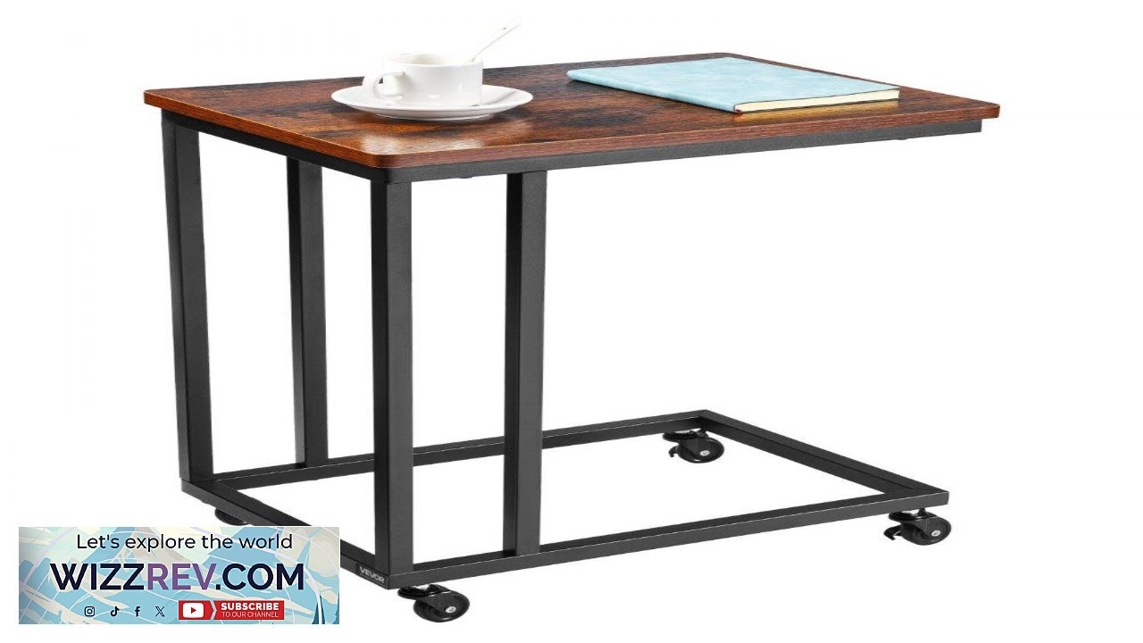 VEVOR C Table C Shaped Sofa Side Table with Metal Frame Rolling