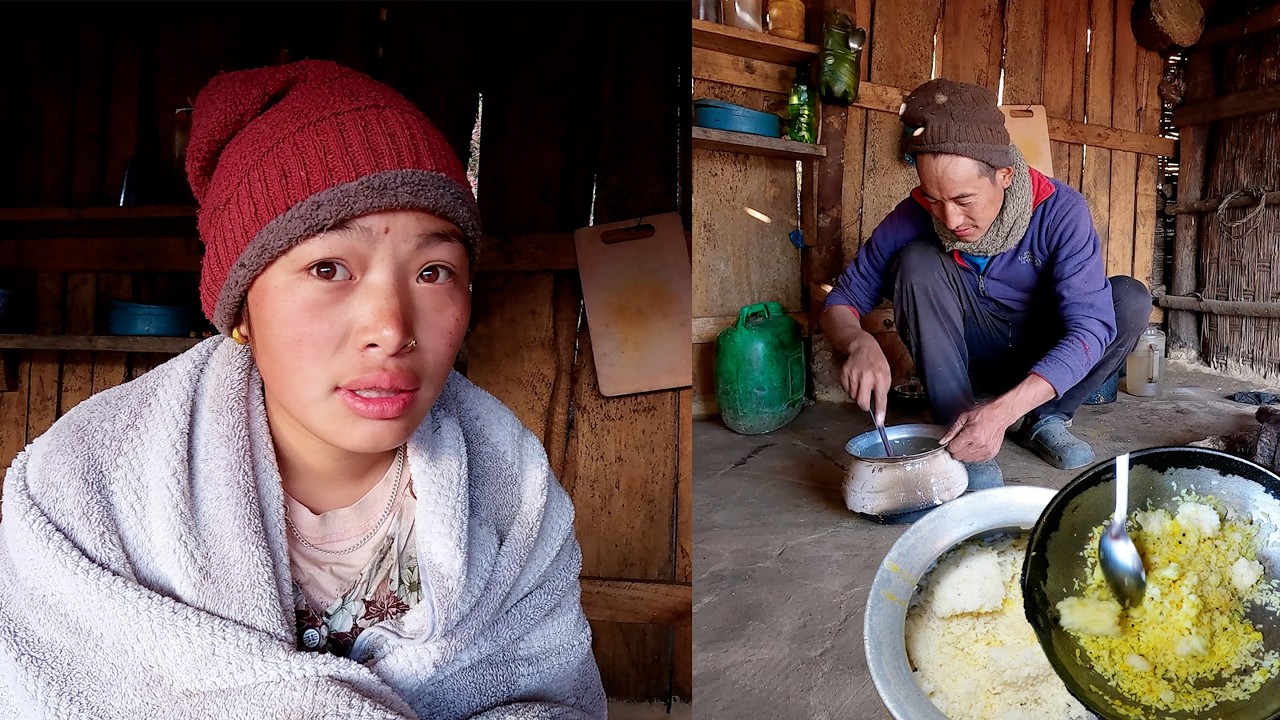 manjita & somuhang husband and wife in their hut with their cattle sheep herd