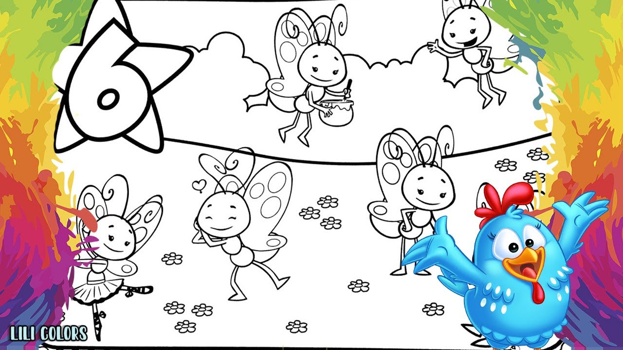 Galinha Pintadinha e as BORBOLETINHAS Colorindo desenho Infantil