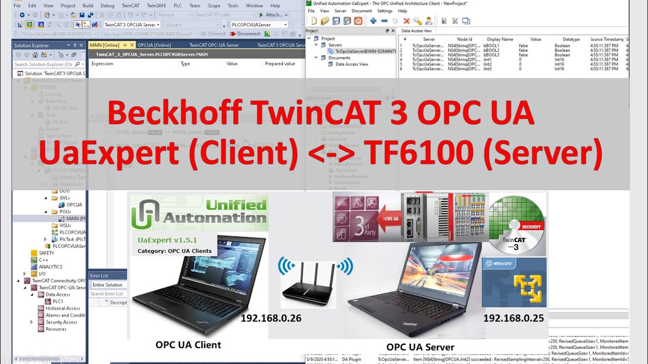 COM08a. OPC UA Beckhoff - TwinCAT 3 TF6100(OPC UA Server) and UaExpert(OPC UA Client)