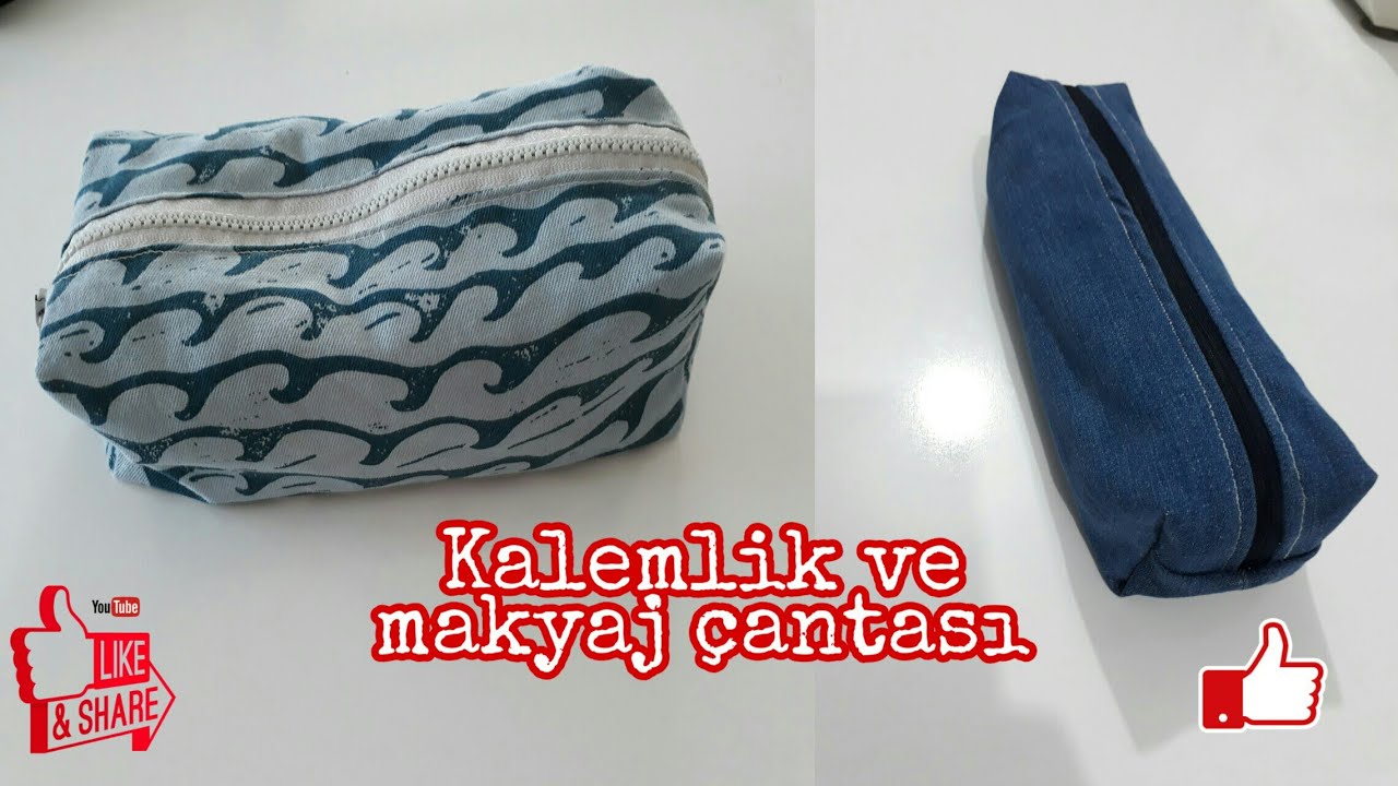 Eski pantolonlarınızı böyle değerlendirin. Çok pratik kalemlik ve makyaj çantası yapımi. Pencil case